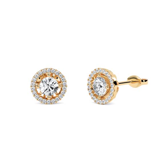 Ohrringe mit rundem Diamanten und einzelnem Halo