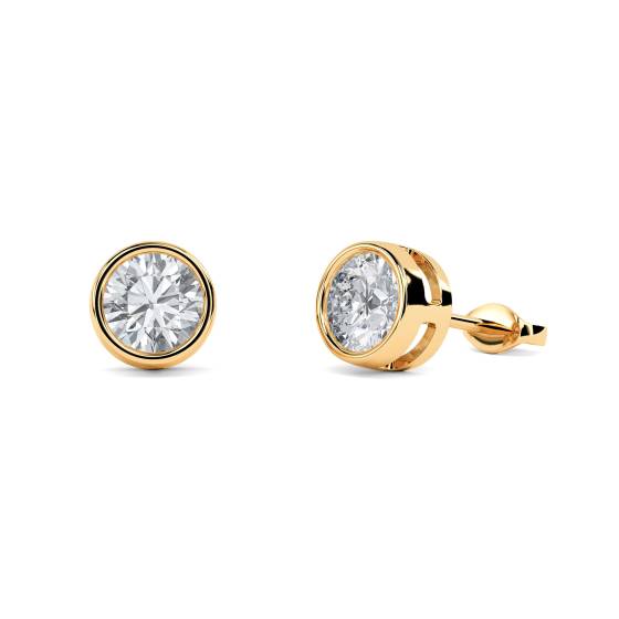 Ohrringe mit rundem Diamanten im Zargenfassung