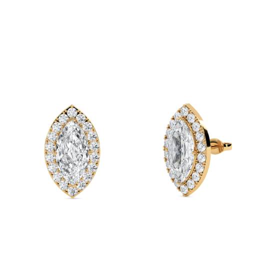 Marquise-Diamant-Ohrringe mit Halo-Fassung