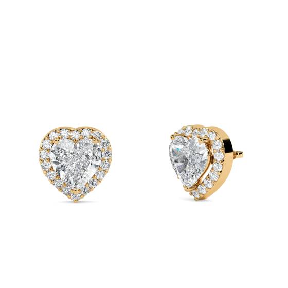 Herzförmige Diamant-Ohrringe mit Halo-Fassung