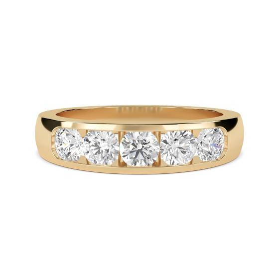 5 Stone Round Diamond Half Eternity Ring