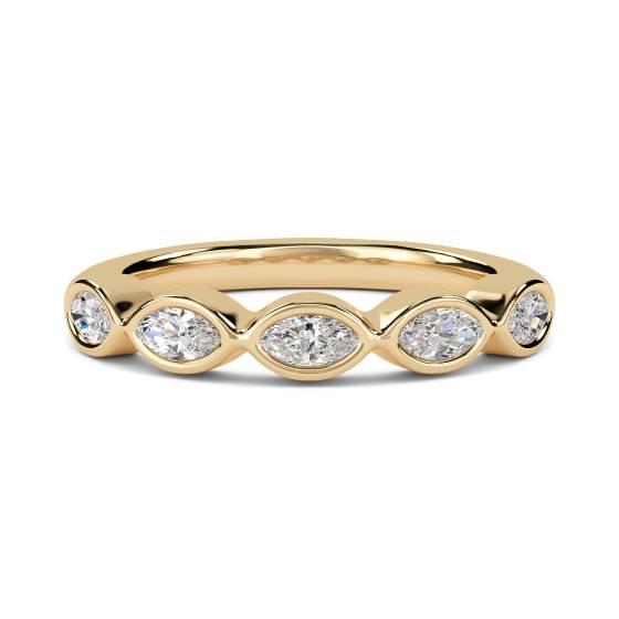 DHHET227 Halb-Ewigkeitsring mit 5 Marquise-Diamanten in Zargenfassung