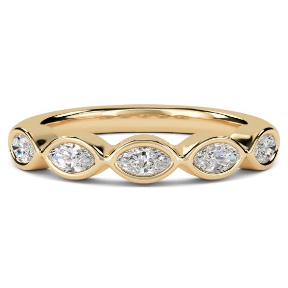 DHHET227 Halb-Ewigkeitsring mit 5 Marquise-Diamanten in Zargenfassung