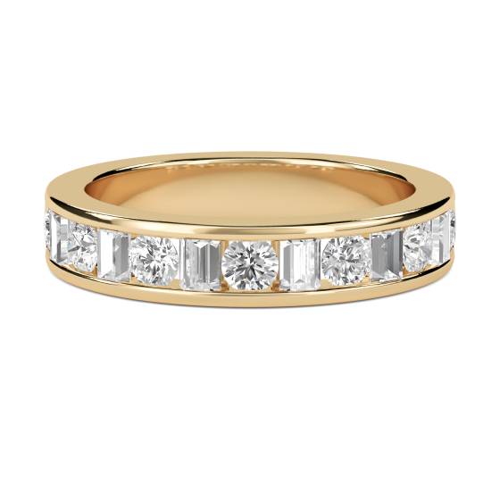 0,25 ct VS/E-F 3 mm Petite Round and Baguette Natural Diamond Eternity Ring