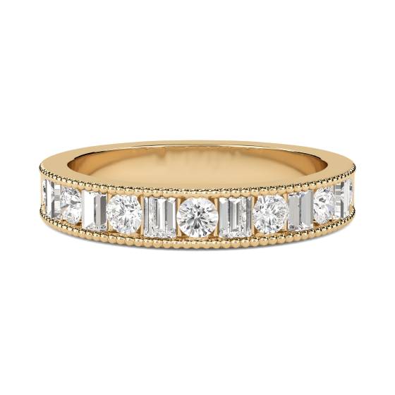 Milgrain Round and Baguette Diamond Eternity Ring