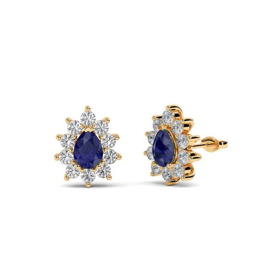 Ohrringe mit blauem Saphir und Diamanten
