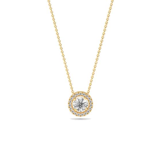 Runder Diamant-Anhänger mit Halo-Fassung
