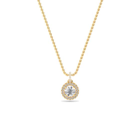 Pavé-gefasster runder Diamant-Anhänger mit Halo-Fassung