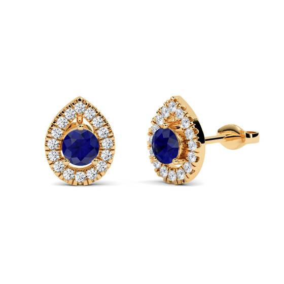 Runde Ohrringe mit blauem Saphir und Diamanten