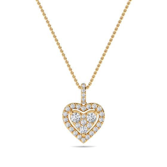 Klassischer runder Diamant-Herzanhänger mit 0,40 ct