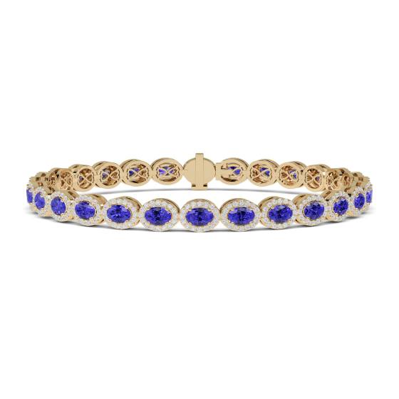 Elegantes Tennisarmband mit 12,30 ct Diamanten und blauem Saphir