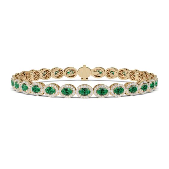 Elegantes Tennisarmband mit 12,30 ct Diamanten und Smaragden