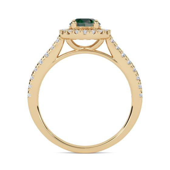 Ring mit 1,10 ct Smaragd und rundem Diamant-Halo
