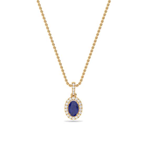 Ovaler Anhänger aus blauem Tansanit und Diamanten (1,60 ct).