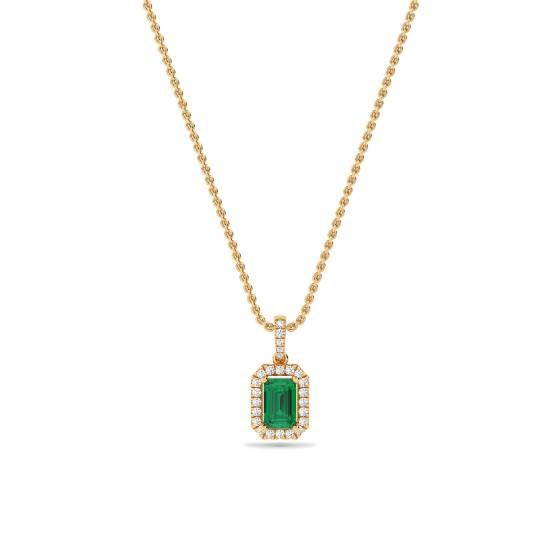 Grüner Smaragd- und Diamant-Halo-Anhänger