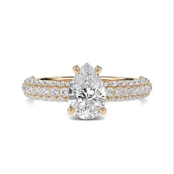 Ring mit birnenförmigem, natürlichem Diamanten (1,10 ct, SI1/G) im Schulterbereich