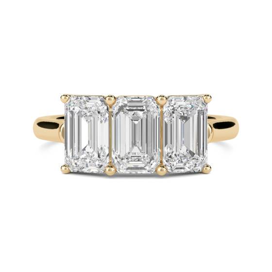 Klassischer Smaragd-Diamant-Trilogie-Ring