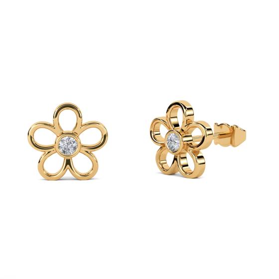 Ohrringe mit blumenförmigem, rundem Diamantbesatz