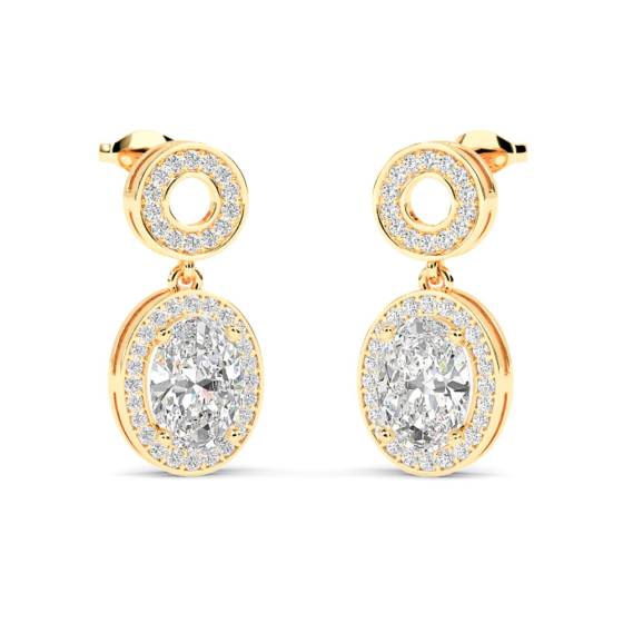 Ovale Diamant-Ohrringe mit Halo-Fassung