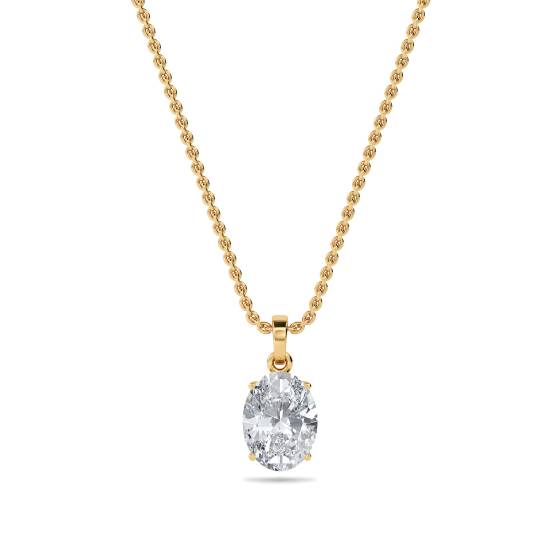 Moderner ovaler Diamant-Solitär-Anhänger