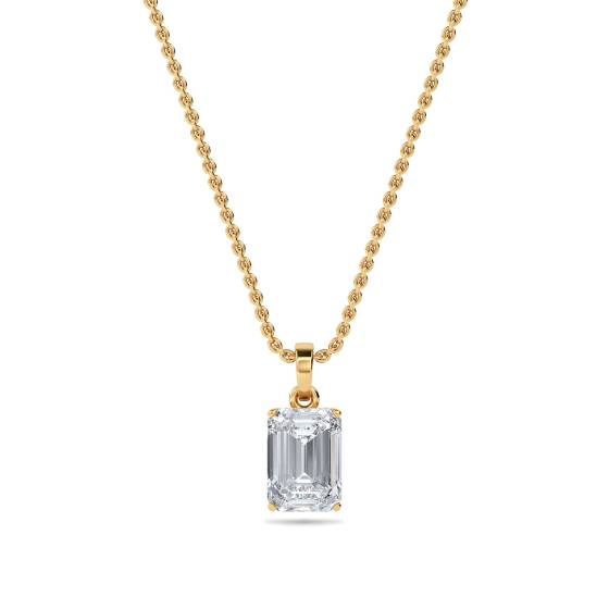 Moderner Smaragd-Diamant-Solitär-Anhänger