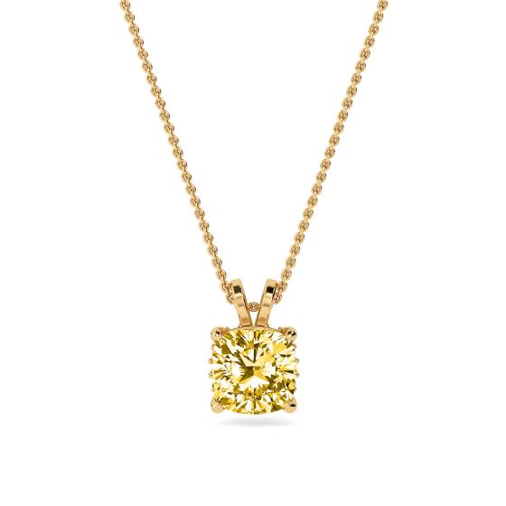 Kissenförmiger gelber Diamant-Solitär-Anhänger