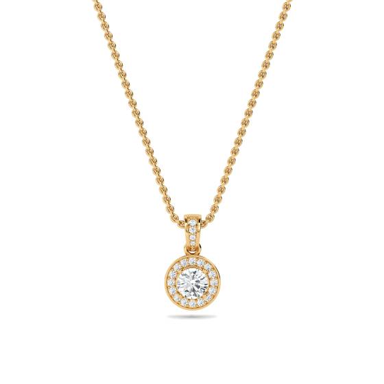 Runder Diamant-Anhänger mit Halo-Fassung