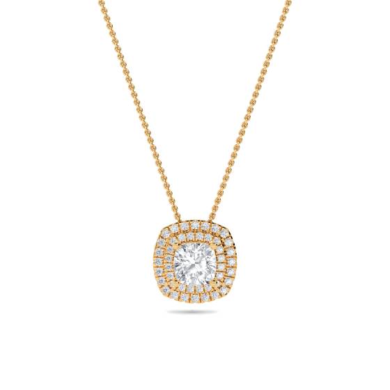 Kissenförmiger Diamant-Anhänger mit Halo-Fassung