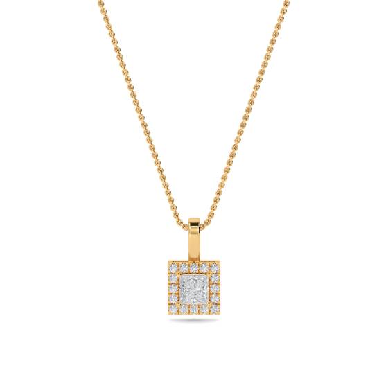 Prinzessin-Diamant-Anhänger mit Halo-Fassung