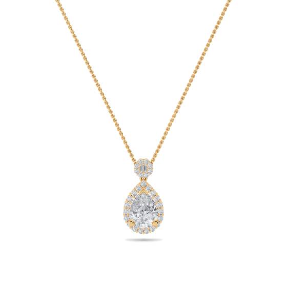Birnenförmiger Diamant-Anhänger mit Halo-Fassung
