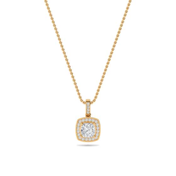Kissenförmiger Diamant-Anhänger mit Halo-Fassung