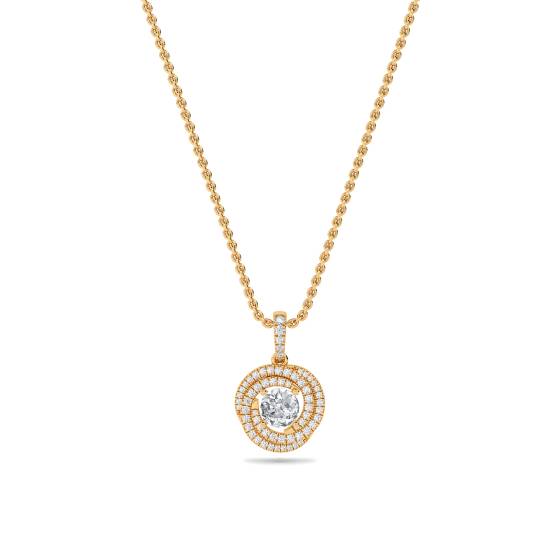 Stilvoller Anhänger mit rundem Diamanten und doppeltem Halo