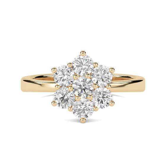Eleganter Ring mit rundem Diamanten in Blumenform