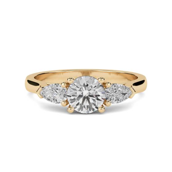 GIA-zertifizierter Trilogie-Ring mit 1,00 ct, rundem Naturdiamanten (SI1/F).