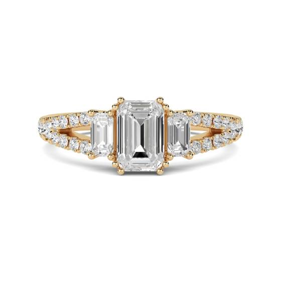 Moderner Ring mit Smaragd-Diamant-Split-Schulter-Set