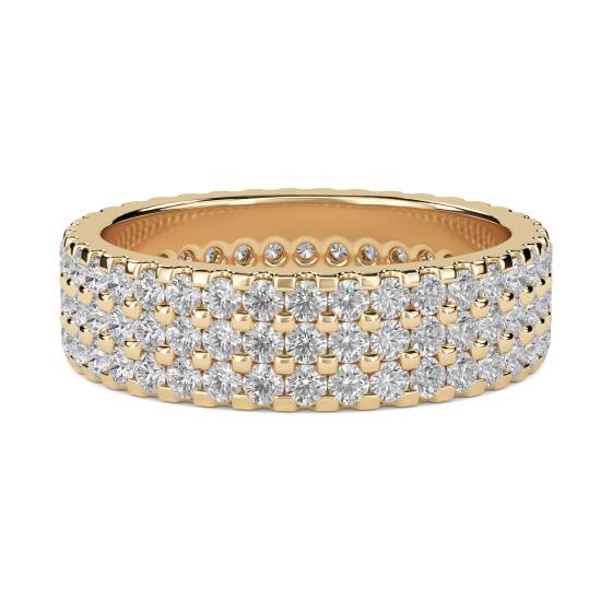 Dreireihiger runder Diamant-Ewigkeitsring