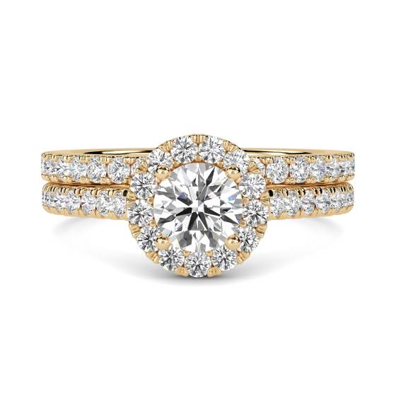 Runder Diamant-Schulterring mit passendem Band