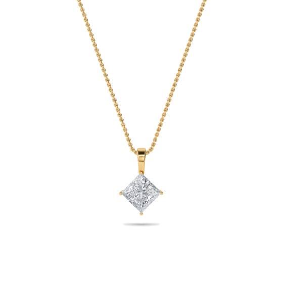 Moderner Prinzess-Diamant-Solitär-Anhänger