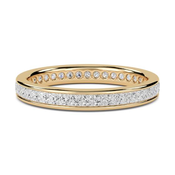 0,75 ct VS/E-F Prinzessschliff-Naturdiamant-Voll-Eternity-Ring