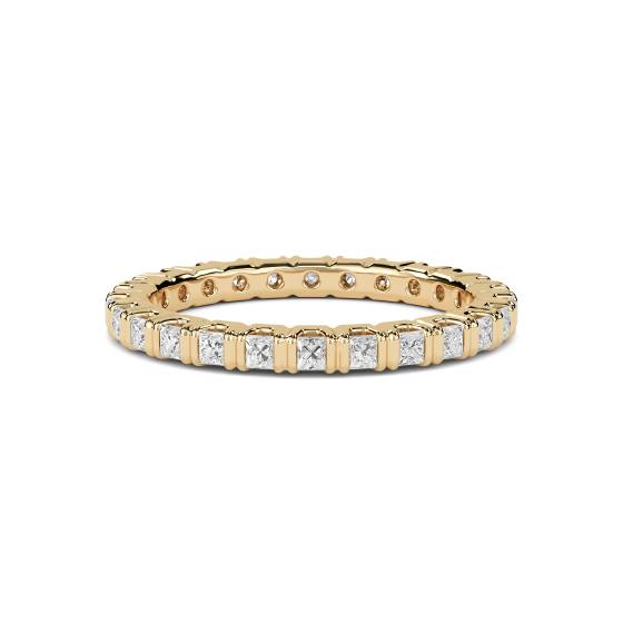 0,80 ct VS/E-F 2,5 mm Eleganter Prinzessschliff-Naturdiamant-Voll-Ewigkeitsring