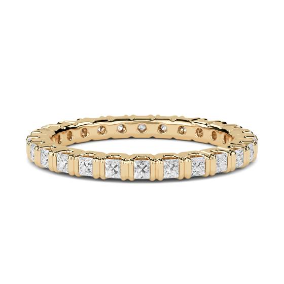 0,80 ct VS/E-F 2,5 mm Eleganter Prinzessschliff-Naturdiamant-Voll-Ewigkeitsring