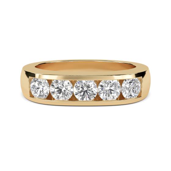 5 Stone Round Diamond Half Eternity Ring