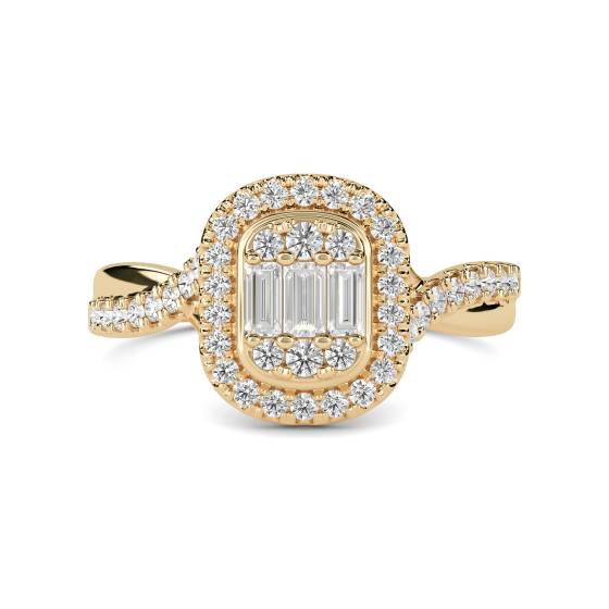 Baguette- und Runddiamant-Cluster-Ring