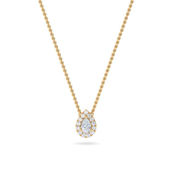 Birnen- und runder Diamant-Halo-Anhänger