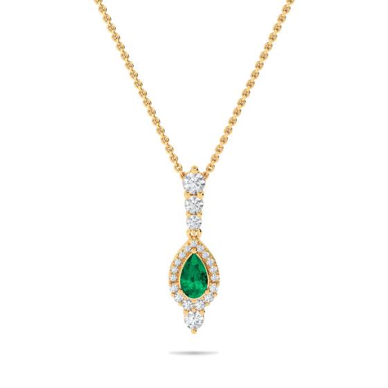 Smaragd-Birnenanhänger (1,40 ct) und Kette