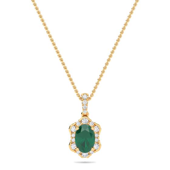 Vintage-Anhänger mit Smaragd (1,45 ct) und Kette
