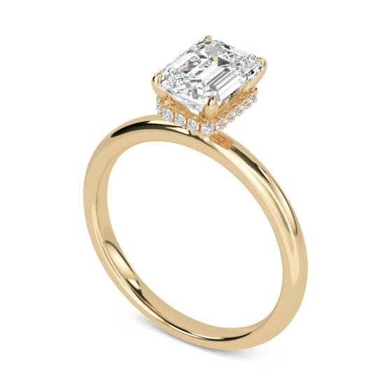 Smaragd-Diamant-Ring mit verstecktem Halo