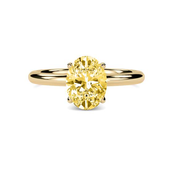 Ovaler Ring mit gelbem Diamanten und Halo-Fassung