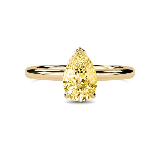 Birnenförmiger gelber Diamant-Halo-Ring