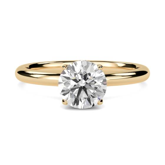 Runder Diamantring mit hohem Fass und verstecktem Halo